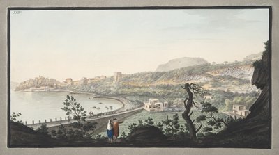 ウィリアムハミルトン卿（1730-1803）が発行した「カンピフレグレイ：2つのシチリアの火山に関する観察」からプレートXIII、プレートXXIVに示されたスポットから撮影したPuzzoliのビュー、1776年発行 作： Pietro Fabris